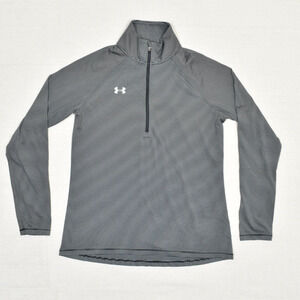 Under Armour Women 1/4 Zip Pullover Sweatshirt Polyester Gray Size M Loose Heatg